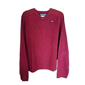 Abercrombie Fitch Mens XL Maroon Rustic Ribbed Preppy Knit Long Sleeve Sweater